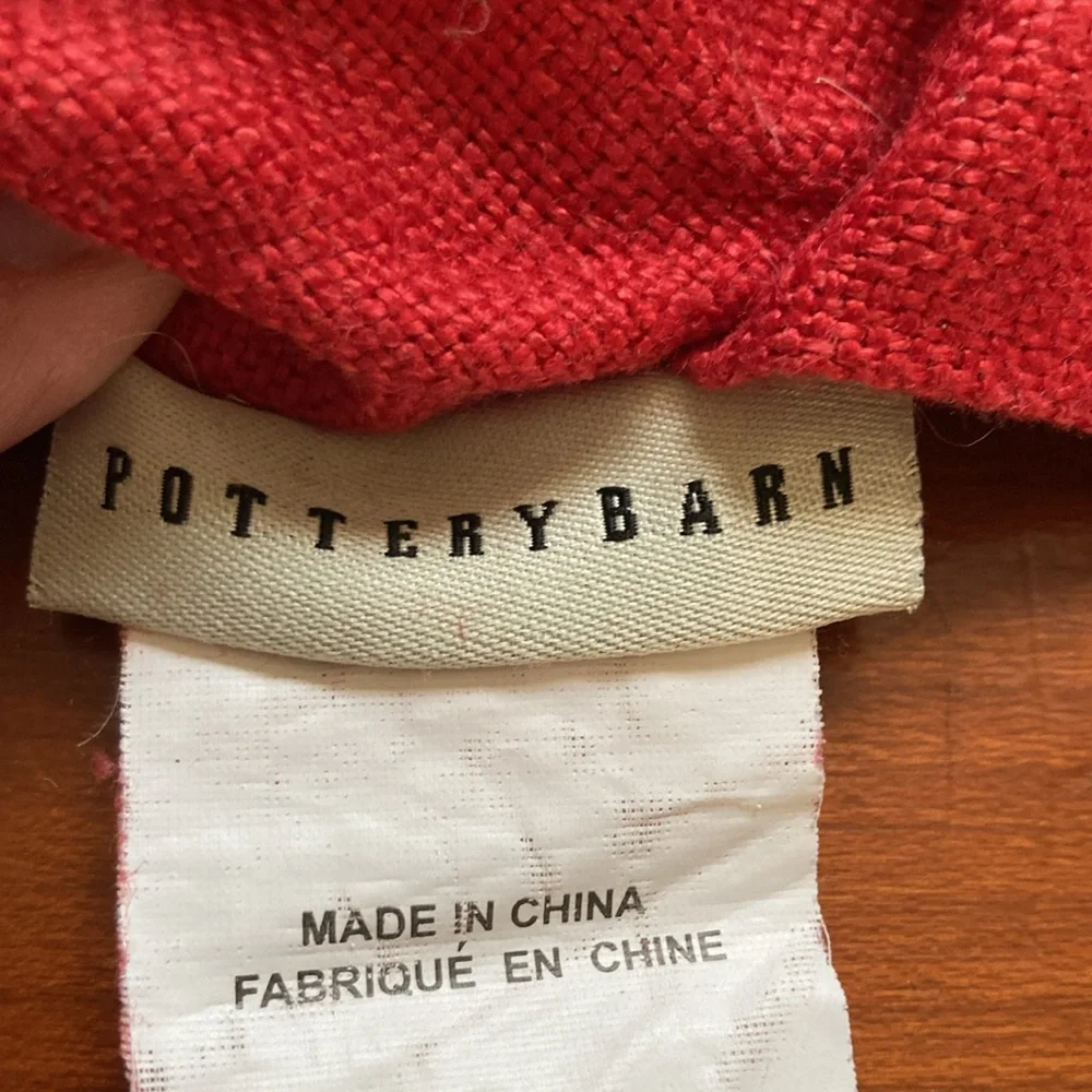 POTTERY BARN LINEN Throw Pillow Cover Case Deep Red 18 x 18 inches